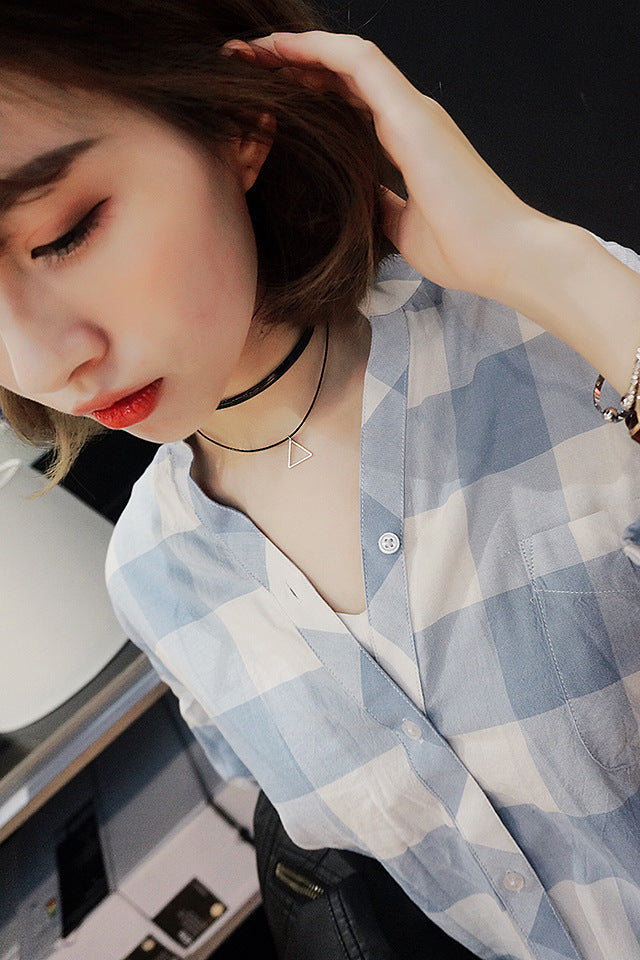 Retro Geometric Triangle Pendant Personality Double-layer Collar