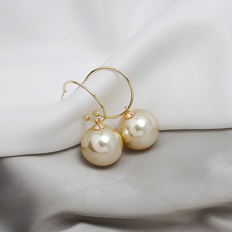 Exaggerated 925 Silver Needle Big Pearl Personality Earrings