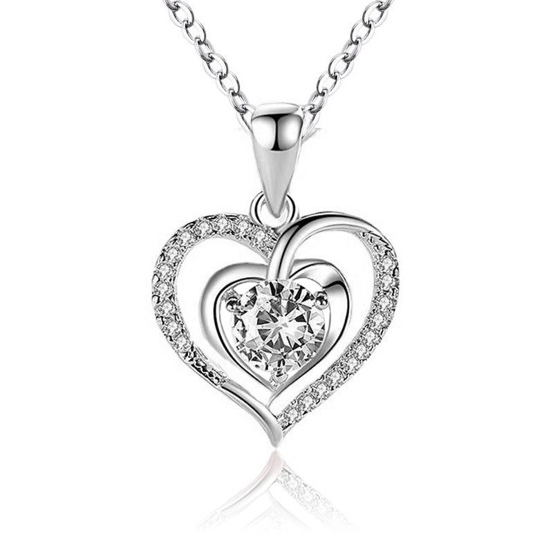 Silver Plated Pendant Love Heart Shaped Ocean Heart Pendant