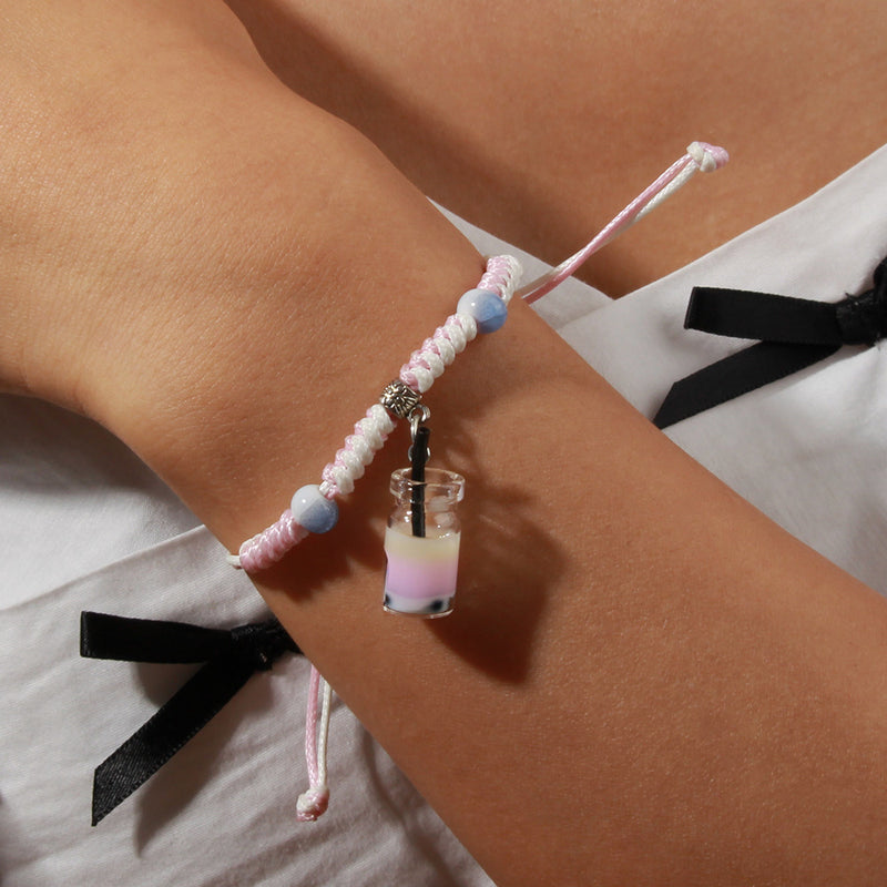 Cute Milk Tea Pendant Weaving Personalized Fashion Three-Dimensional Bracelet