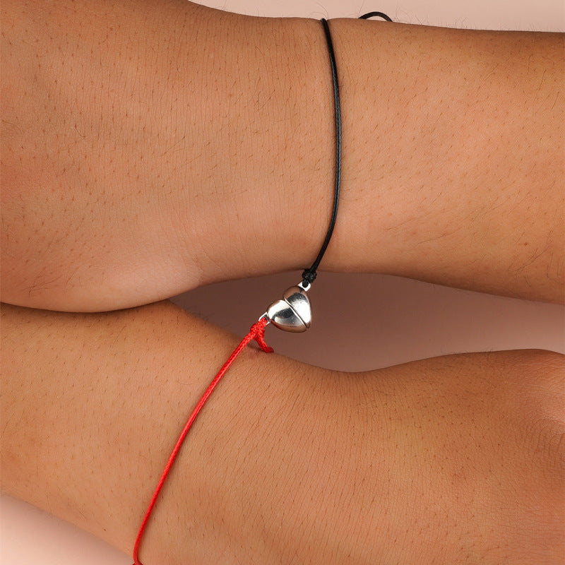 Creative Braided Heart Magnetic Buckle Bracelet