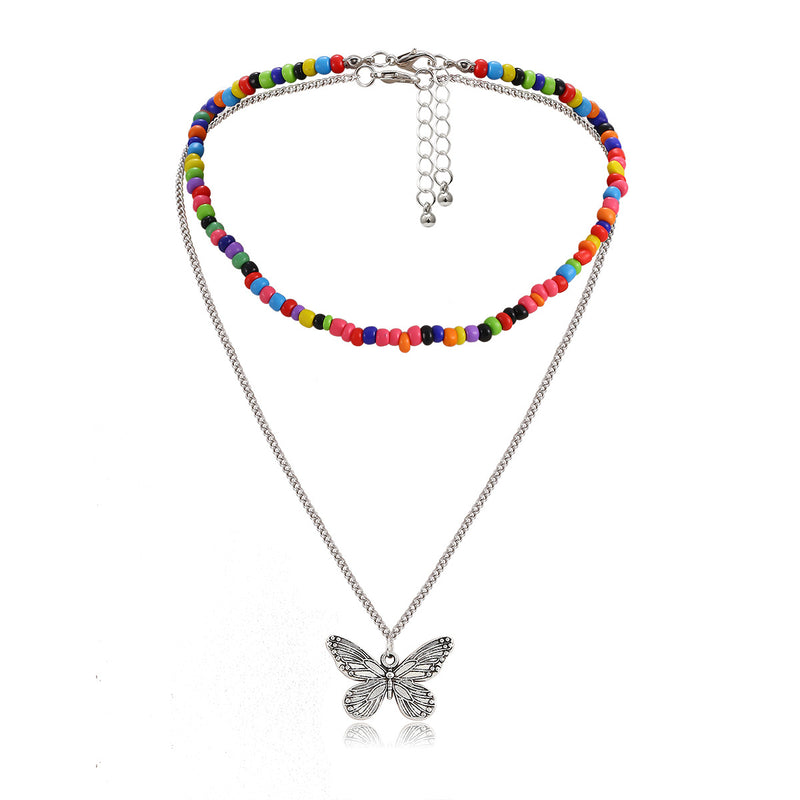 Fashion Handmade Beaded Butterfly Necklace
