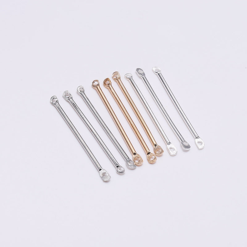 Double Hole Link Rod Cylindrical Ear Post Earrings Jewelry Accessories