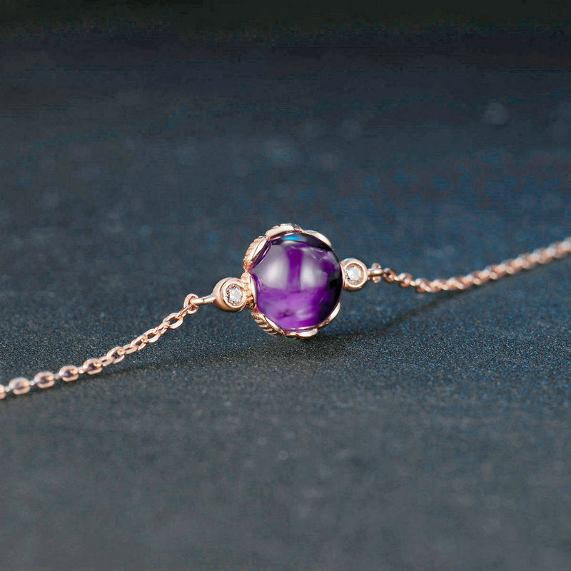 Rose Gold Bracelet Women Imitation Natural Amethyst Streamer