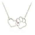 Women's Hollow All Match Dog Paw Peach Heart Necklace