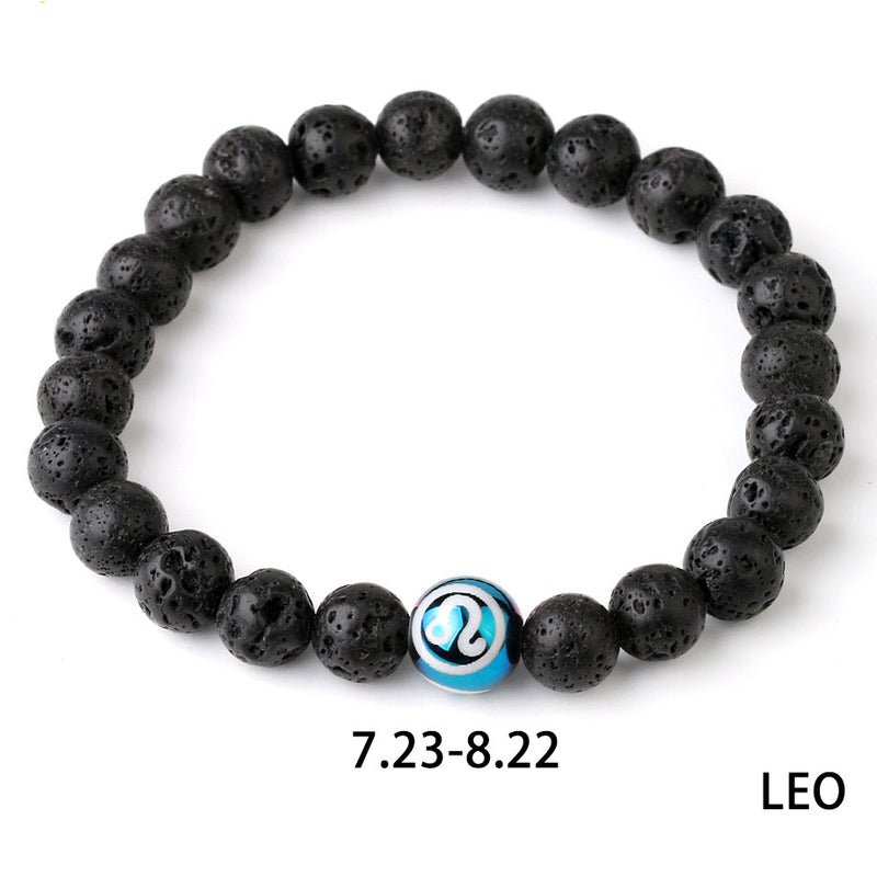 Zodiac Couple Natural Lava Stone Bracelet