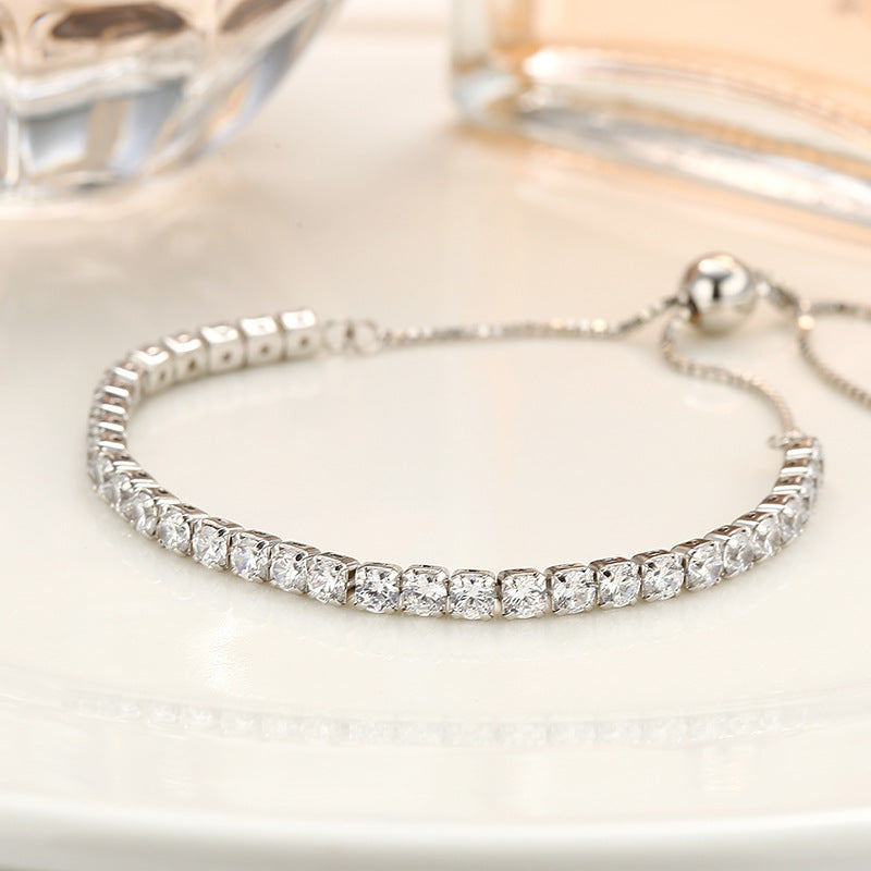 Sterling Silver Diamond Crystal Bracelet
