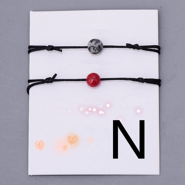 Natural Stone Beads Lava Bracelet Red Rope Braided Couple Bracelet