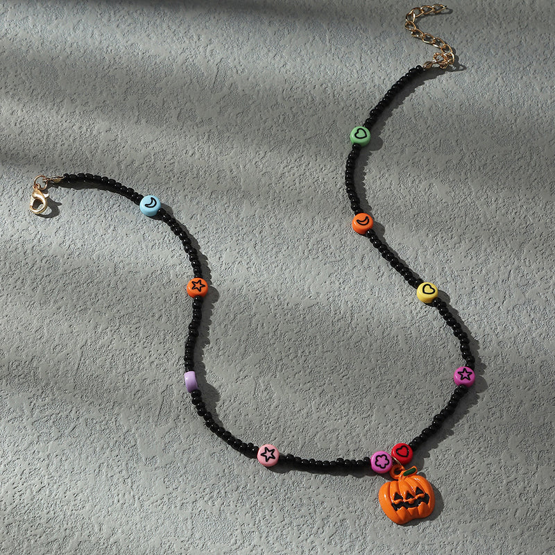 Dark Halloween Rice Bead Necklace Personality Hand Wea