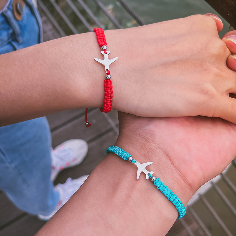 New Classic Airplane Pendant Hand-woven Red Rope Bracelet