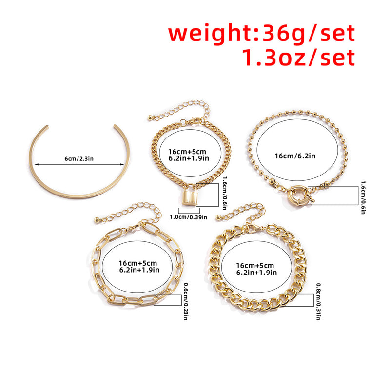 Mix And Match Multi-element Geometric Round Buckle Set Bracelet