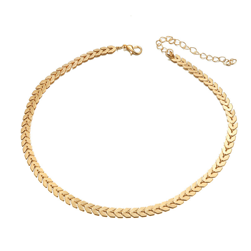 Fashion All-Match Popular Necklace Gold Leaf Short Neck