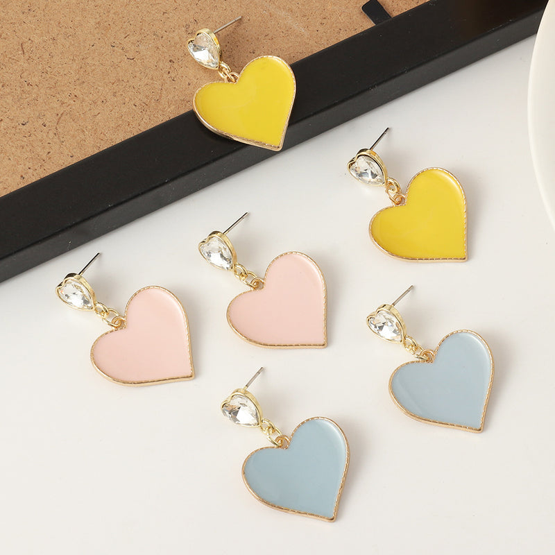 Sweet And Cute Girl Double Peach Heart Earrings