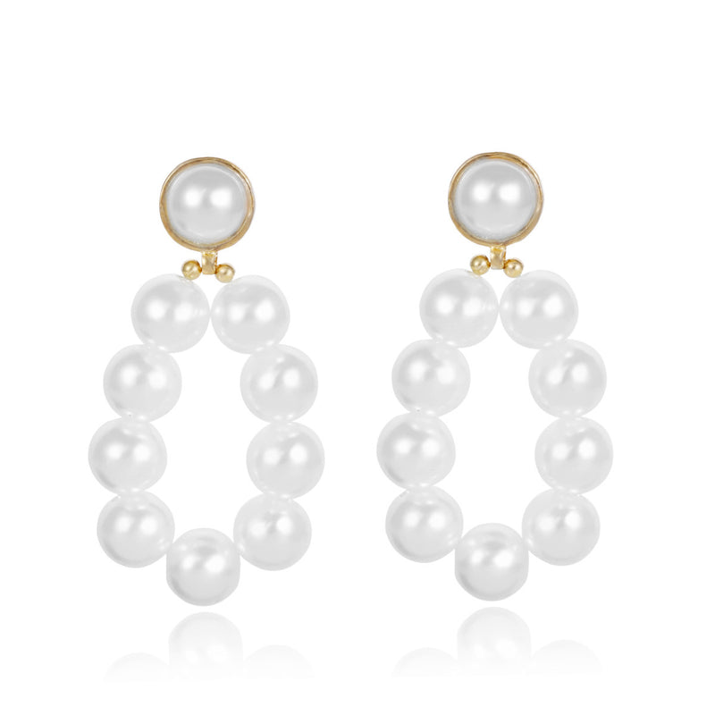 Women's Personality Geometric Pearl Simple Beaded All-match Stud Earrings