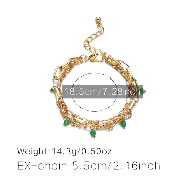 Crystal Bead Multilayer Chain Bracelrt