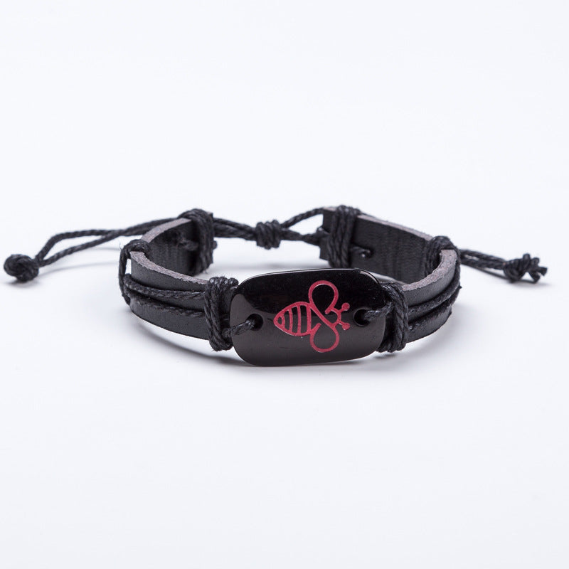 Vintage Woven Cute Bee Leather Bracelet Bracelet