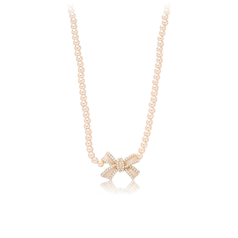 Women's All-match New Pearl Bow Necklace