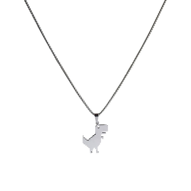 Men's And Women's Titanium Steel Personality Small Dinosaur Necklace