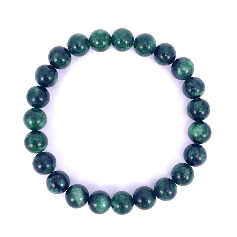 Dry Bluestone Beaded Stretch Bracelet Dark Green