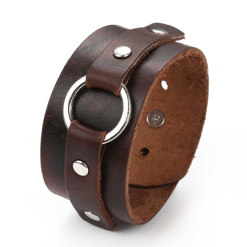 Denim Rivet Ring Leather Bracelet