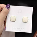 925 Silver Needle Square Simple Color Stud Earrings For Women