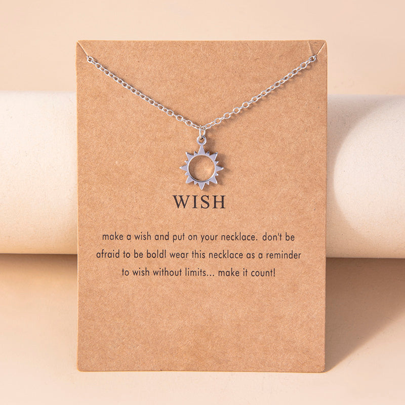 Fashion Silver Sun Stainless Steel Chain Necklace For Women