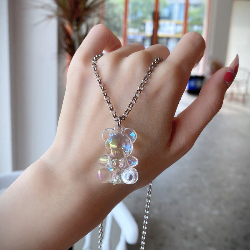 Cute Transparent Symphony Bear Necklace Niche