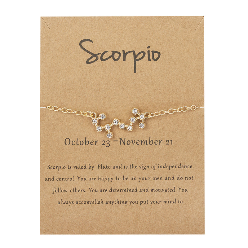 Women's Twelve Constellation Chain Bracelet In Paper Card