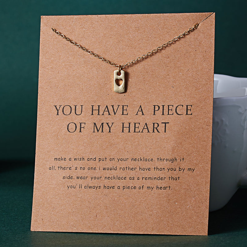 You Have A Piece Of My Heart Heart Alloy Paper Card Necklace