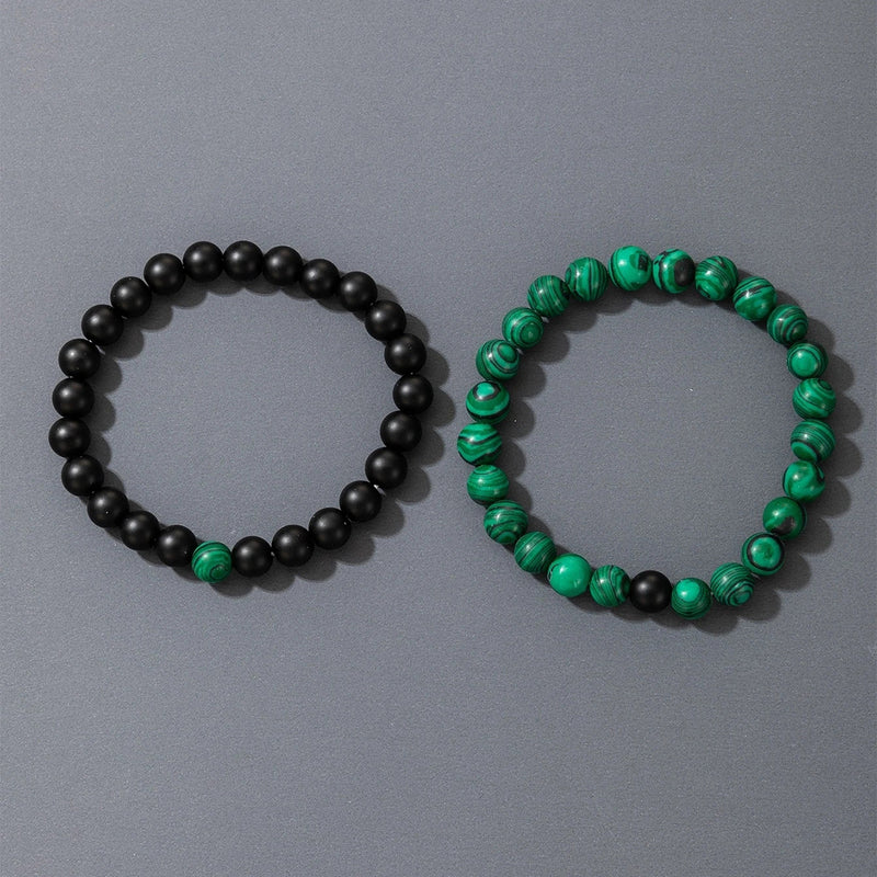 European And American Jewelry Set Of 2 Frosted Bead Bracelets