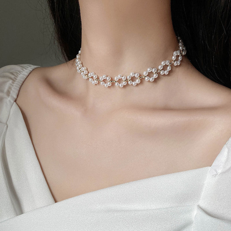 New Fashionable Artificial Pearl Double Layer Necklace For Women