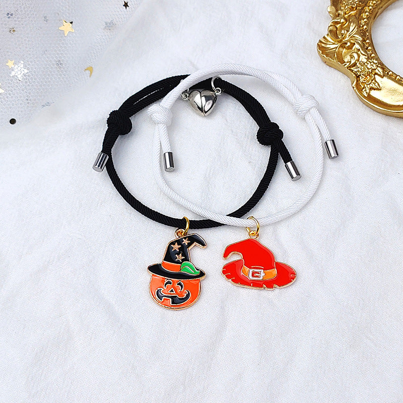 Halloween-inspired Couple Rope Bracelets with Magnetic Attraction