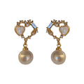 Silver Needle Korea Double Love Diamond Pearl Earrings