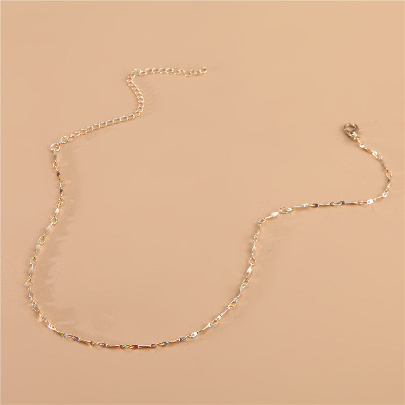 Ladies Short Simple Copper Piece Clavicle Necklace