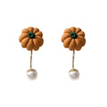 Cute Two-wear Earrings Small Pumpkin Pearl Girl Ear Clips