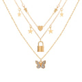 Pendant Necklace Creative Stacking Lock Love Multi-Layer Clavicle Chain