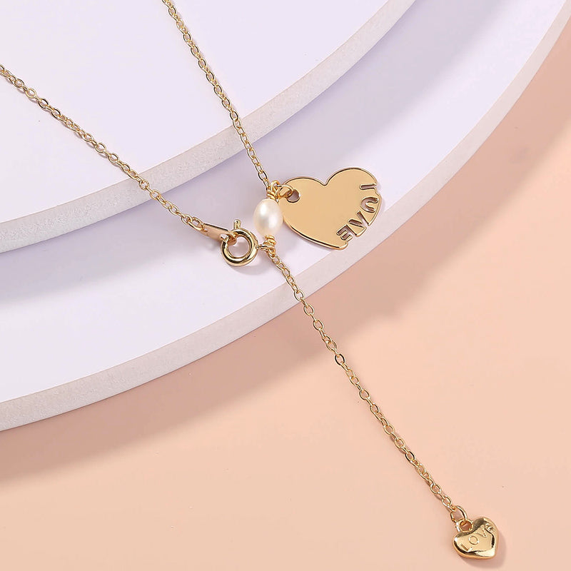 European and American cross-border jewelry ins style niche design spring clasp love clavicle chain love pearl pendant necklace