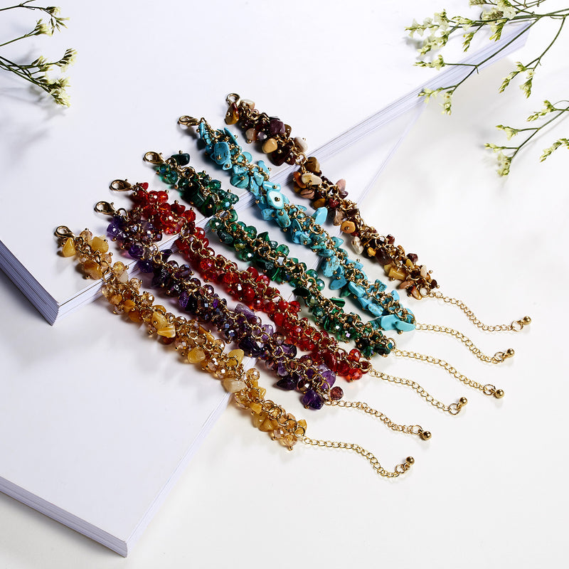 Natural 5-color Crystal Tassel Gravel Water Drop Bracelet Bracelet