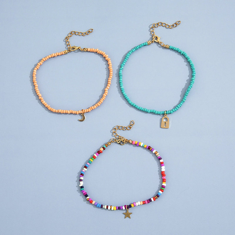 Fashion Creative Color Rice Bead Anklet