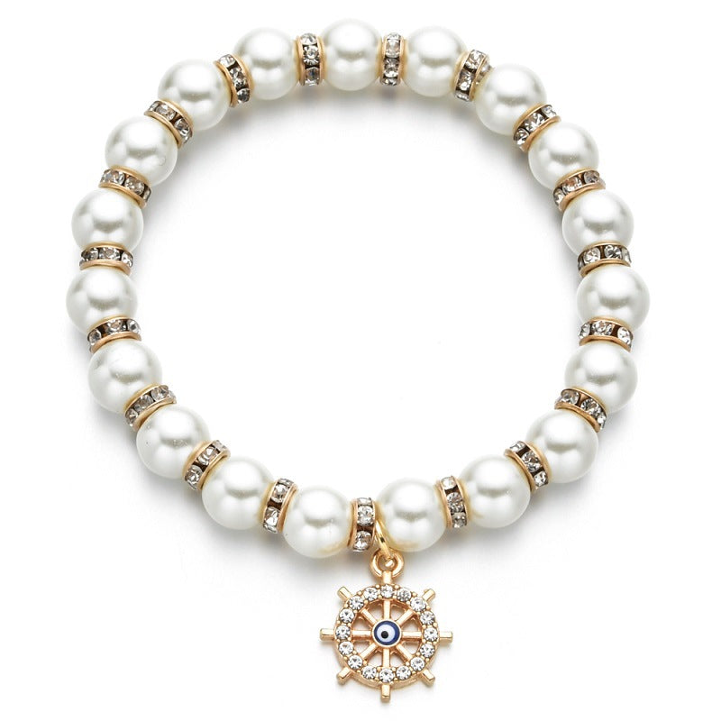 Natural Freshwater Pearls Bracelet with branches, palms, big trees, rudders, love hearts, owls pendants