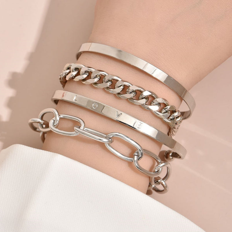 Accessories Statement Chain Glossy Letter Bracelet