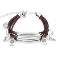 Multi-layer Woven Bracelet With Lea & Bird Charms