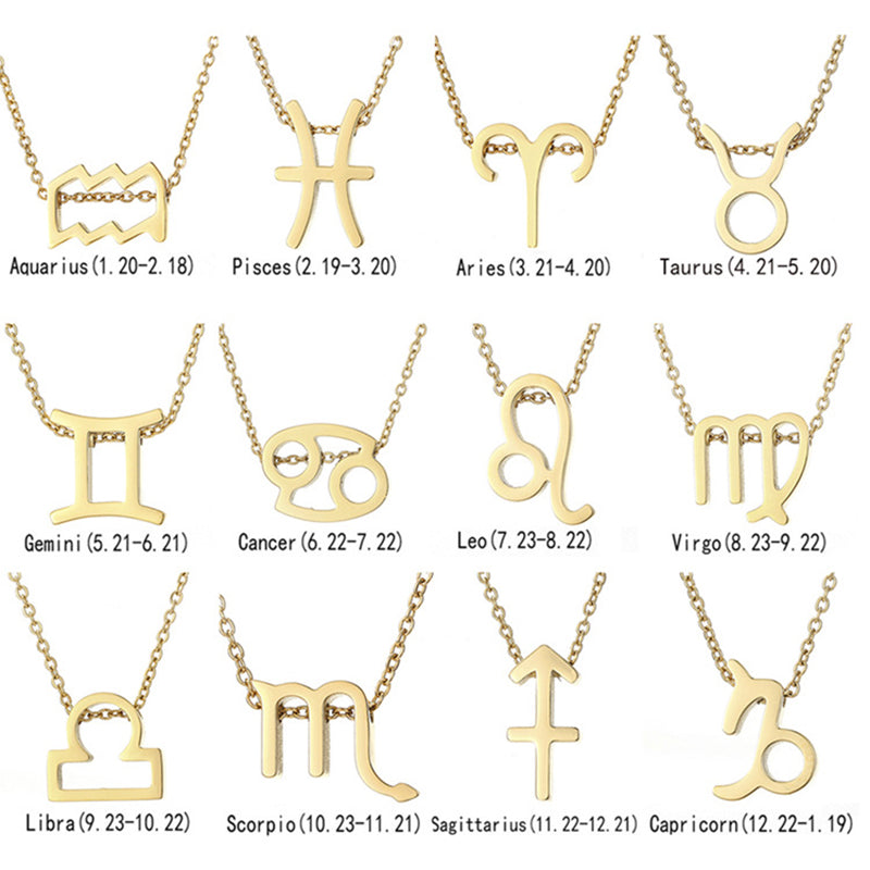 12 Constellation Zodiac Sign Necklaces Chokers For Women Girls