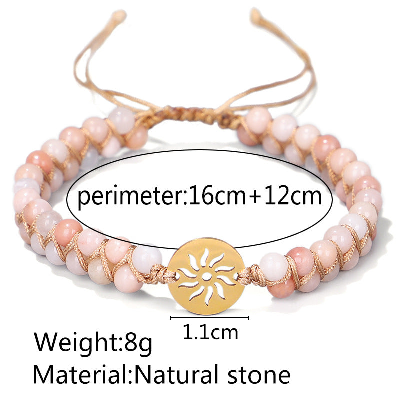Hand-woven Double Layer Hollow Natural Stone Yoga Meditation Bracelet