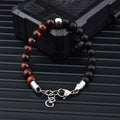 Stainless Steel Natural Stone Bracelets Bangle Men Tiger Eye Stone Bead Bracelet For Men Gift For Him Pulseras Hombre  JS-04
