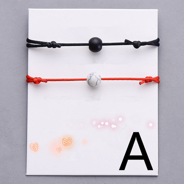 Natural Stone Beads Lava Bracelet Red Rope Braided Couple Bracelet