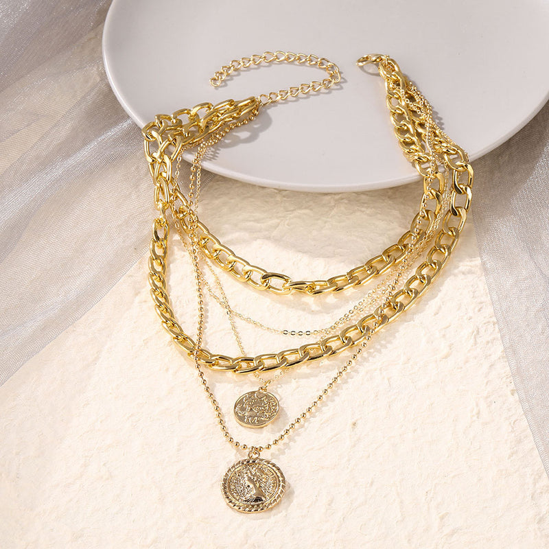 Multilayer Disc Head Pendant Necklace