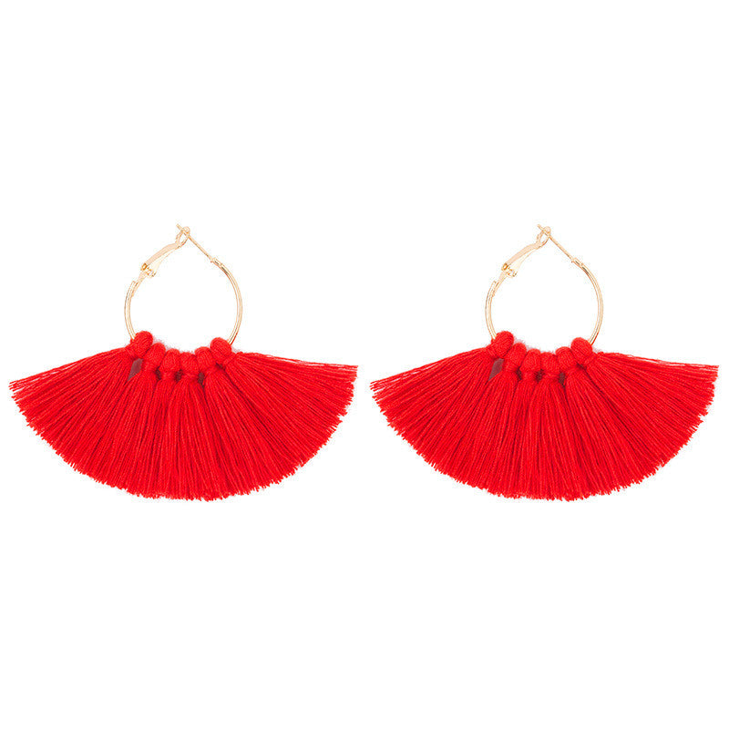 Bohemian Fan-Shaped Tassel Earrings