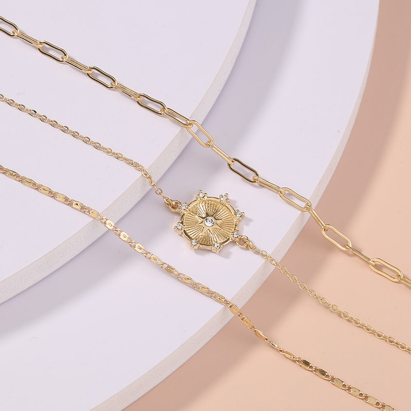 Stylish Lady multi-layer Bracelet, Internet celebrities Ins six-pointed star diamond inlay can be matched with jewelry