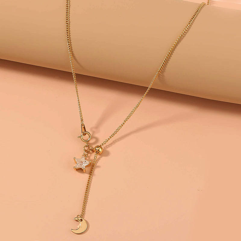 European and American creative star-moon-style simple necklace fashion small and fresh can adjust temperament ladies clavicle chain